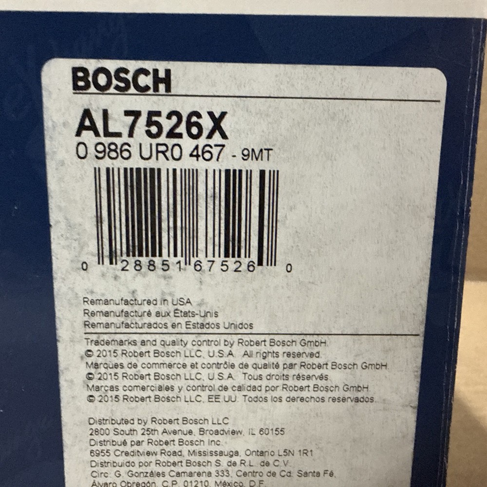 Bosch AL7526X Alternator For Select 92-05 Ford Mazda Models