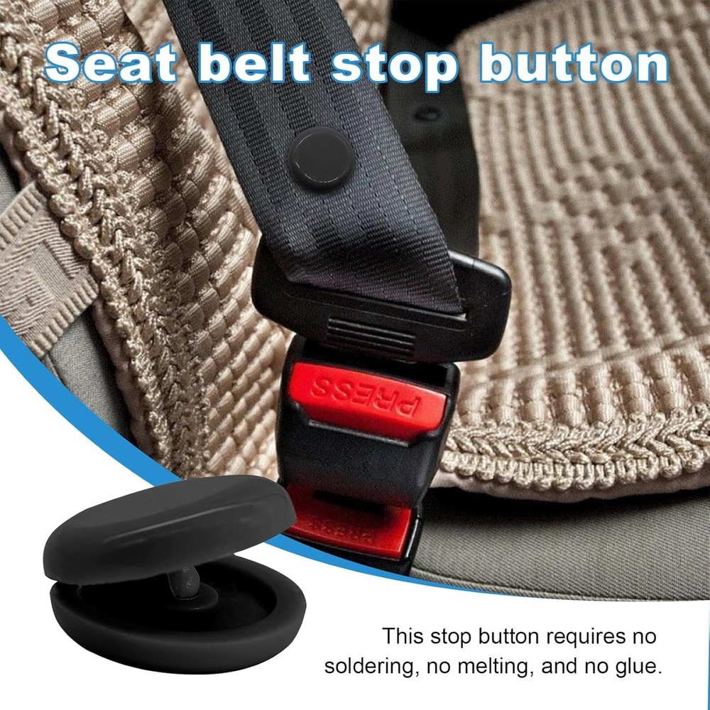 Augeny 10 Sets Seat Belt Button Stop, Plastic Stop Clips, Black
