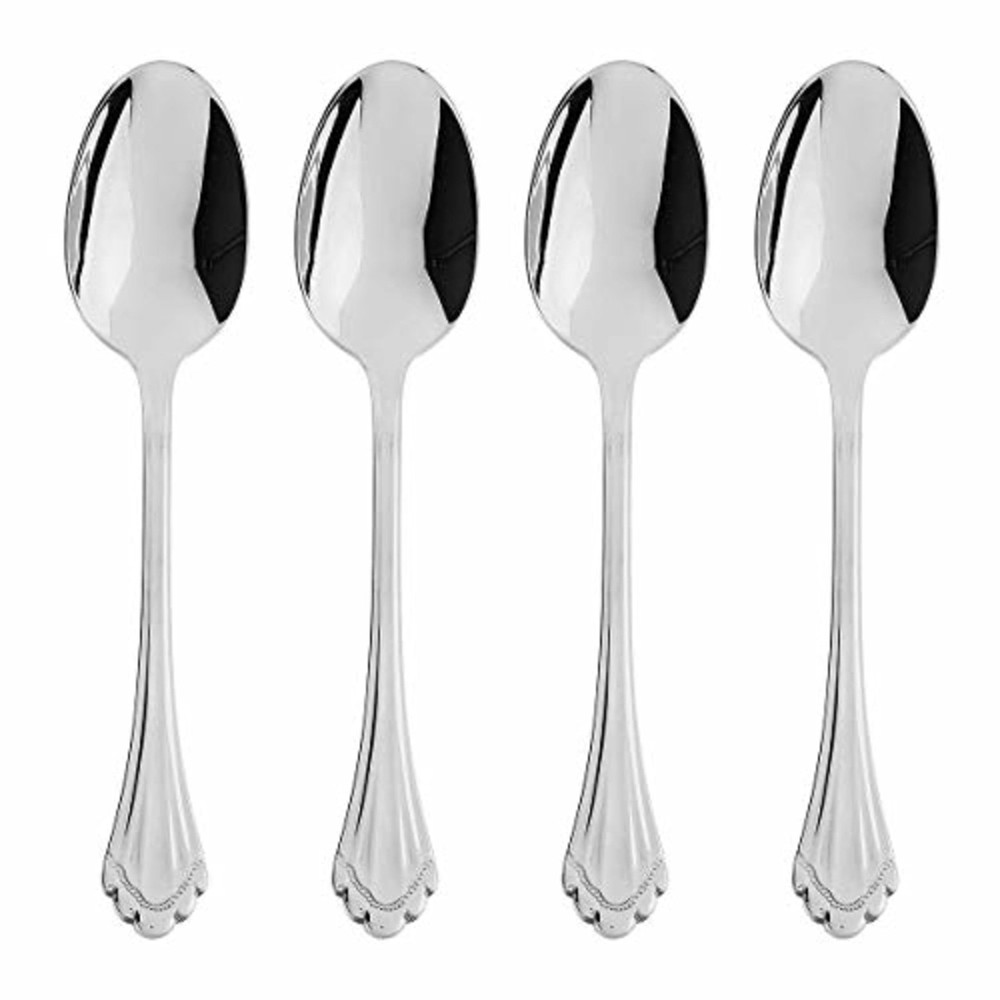 Marquette Fine Flatware Dinner Spoons, Set of 4,Silver