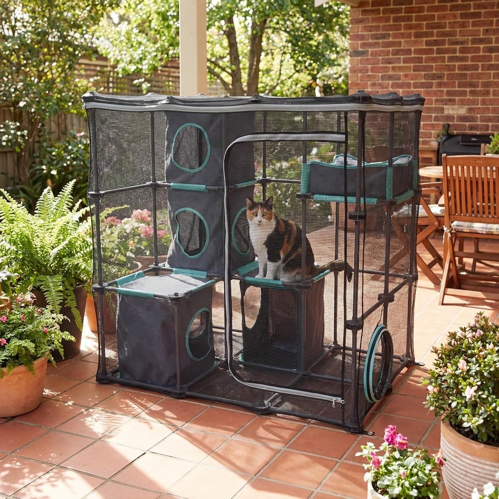 Portable Cat Playpen with Cubby Cubes