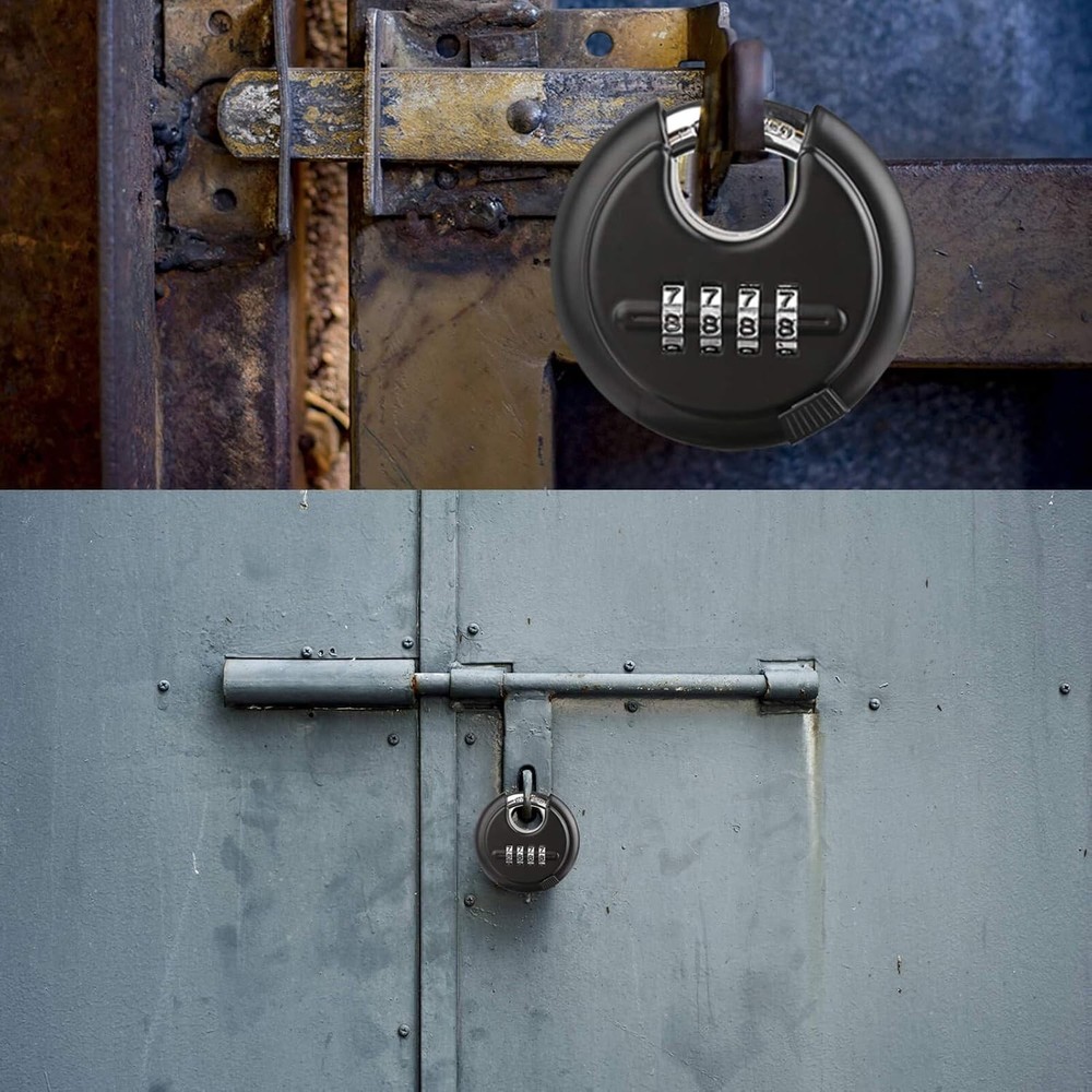 "Combination Disc Padlocks for Outdoor - Heavy Duty 4 Digit Code Lock, Combo Dis
