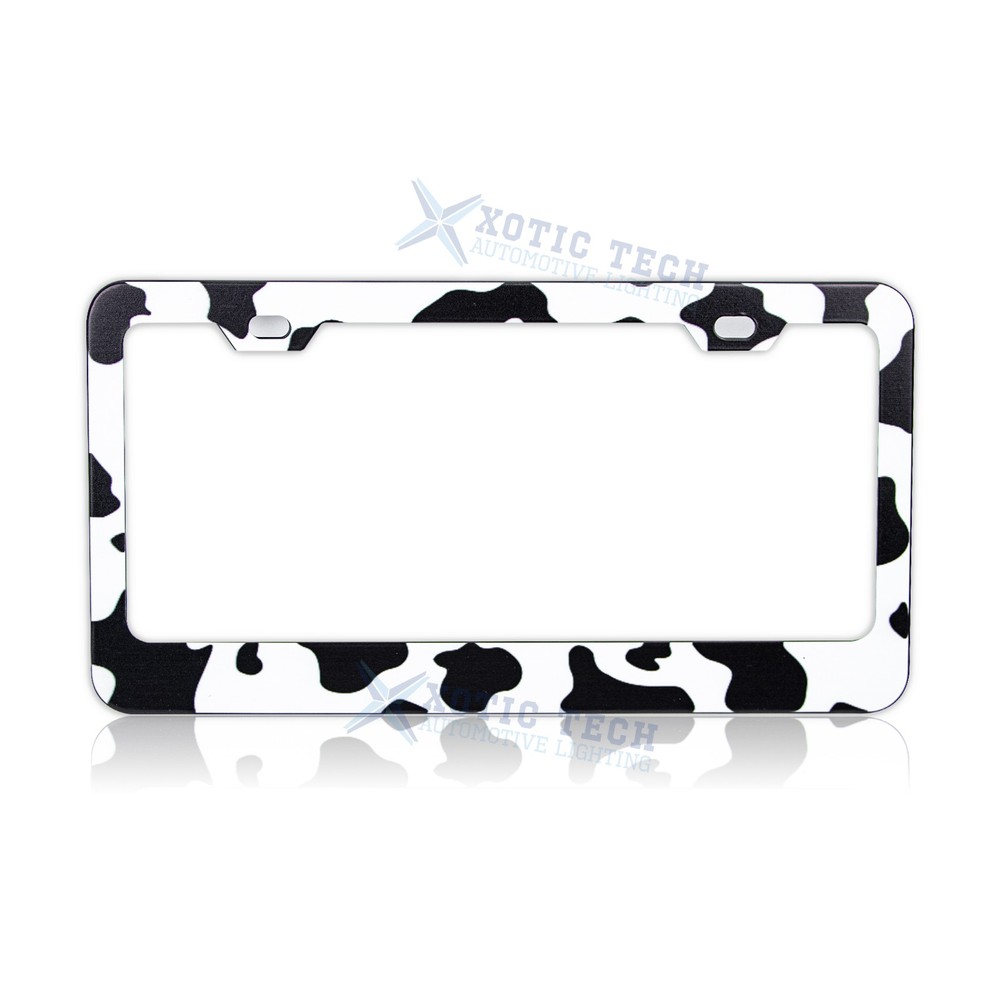 Cows Pattern Universal License Plate Frame Stainless Steels Rattle Weather Proof