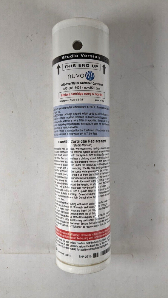 NuvoH2O Home Salt Free Water Softener Replacement Cartridge -Pack of 1