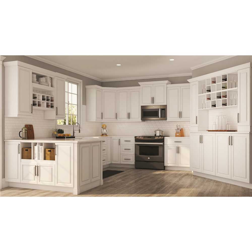 Hampton Satin White Raised Panel Assembled Drawer Base Kitchen Cabinet with Draw