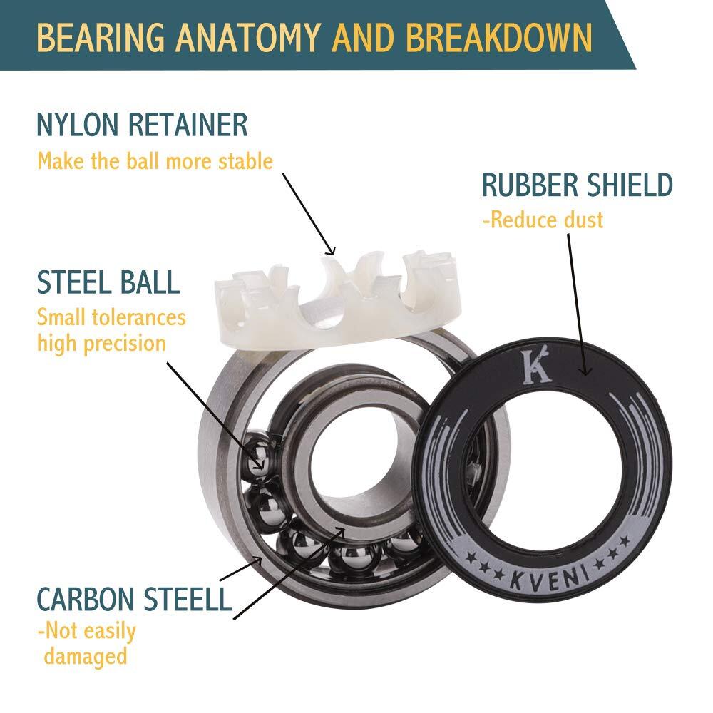Premium Skateboard Bearings, Pro-Longboard High-Speed Black