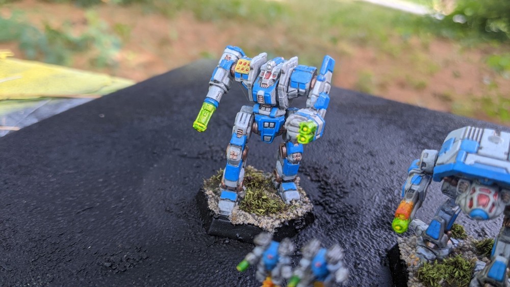 3x Custom Mechs, 1x Infantry. Battletech