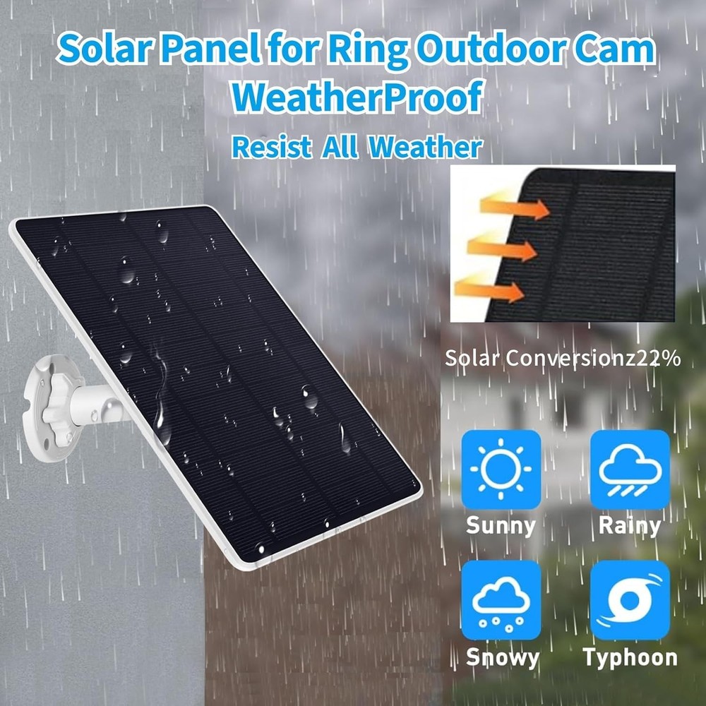 Ring Camera Solar Panel Charger, Compatible with Stick Up Camera, 2Pack