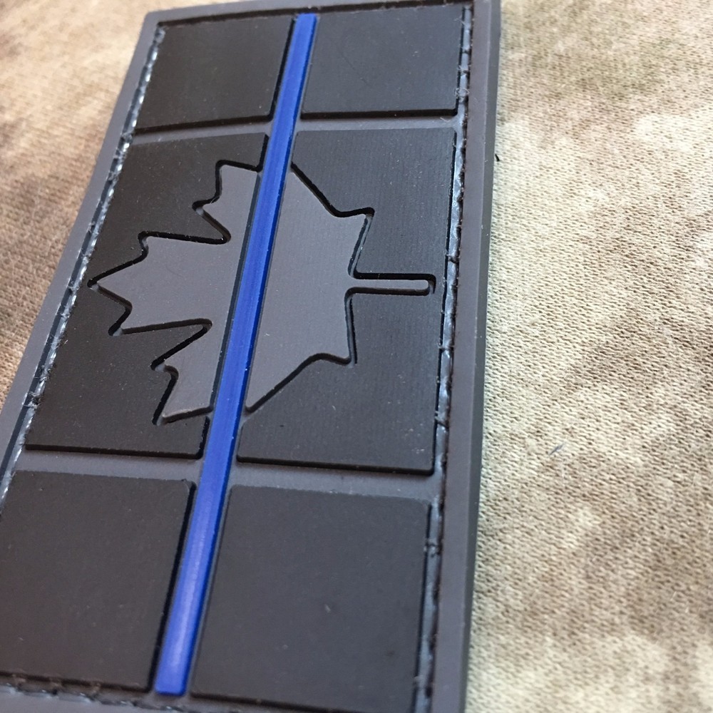 Subdued Thin Blue Line Canadian Flag PVC Patch