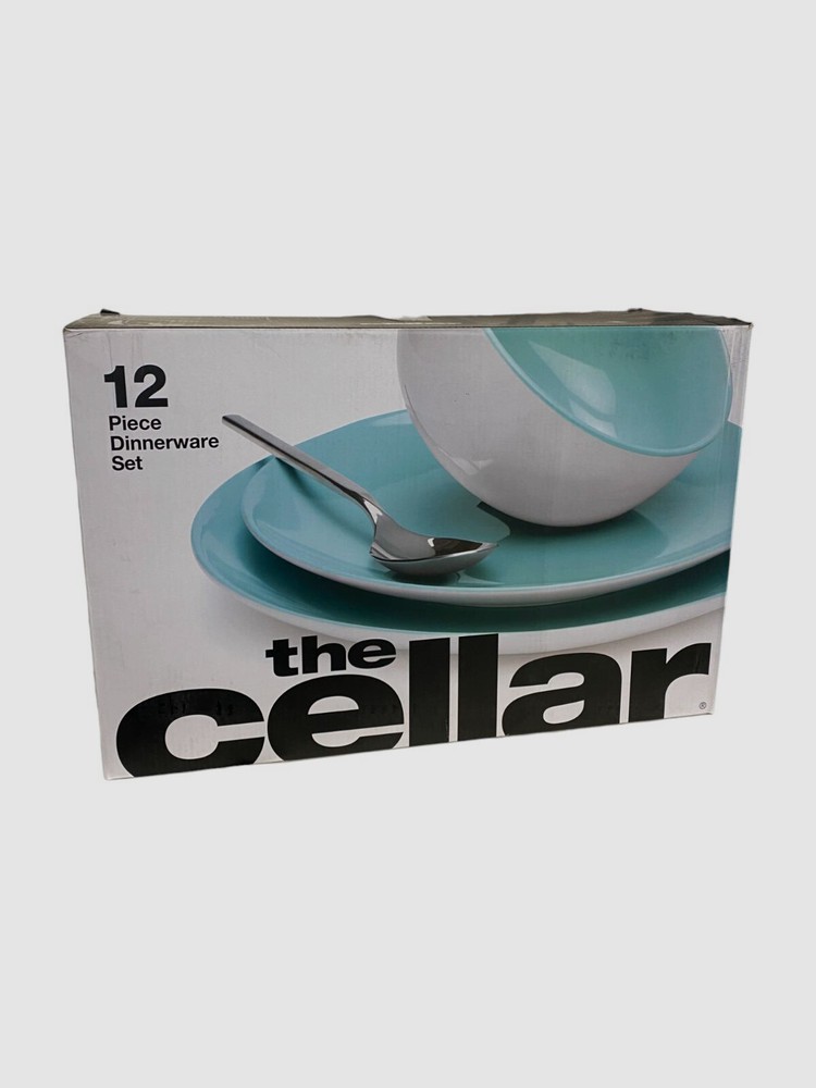 $167 The Cellar Teal 12-Piece Dinnerware Set