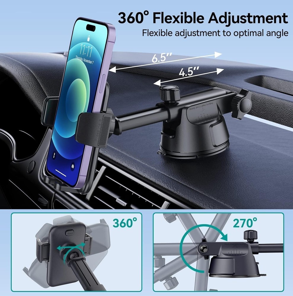 3 in 1 Universal Phone Mount Car Dashboard Windshield Air Vent iPhone Android