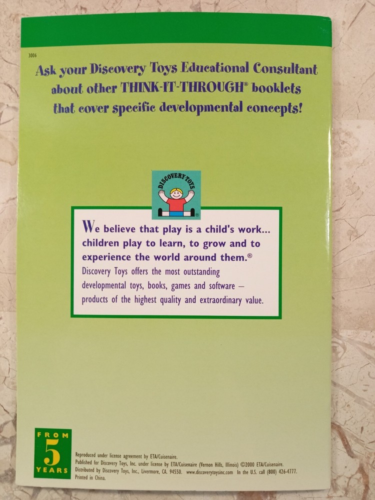 THINK-IT-THROUGH Math Book 1 Math Basics Addition 3006 Ages5+ VTG 2000 Discovery
