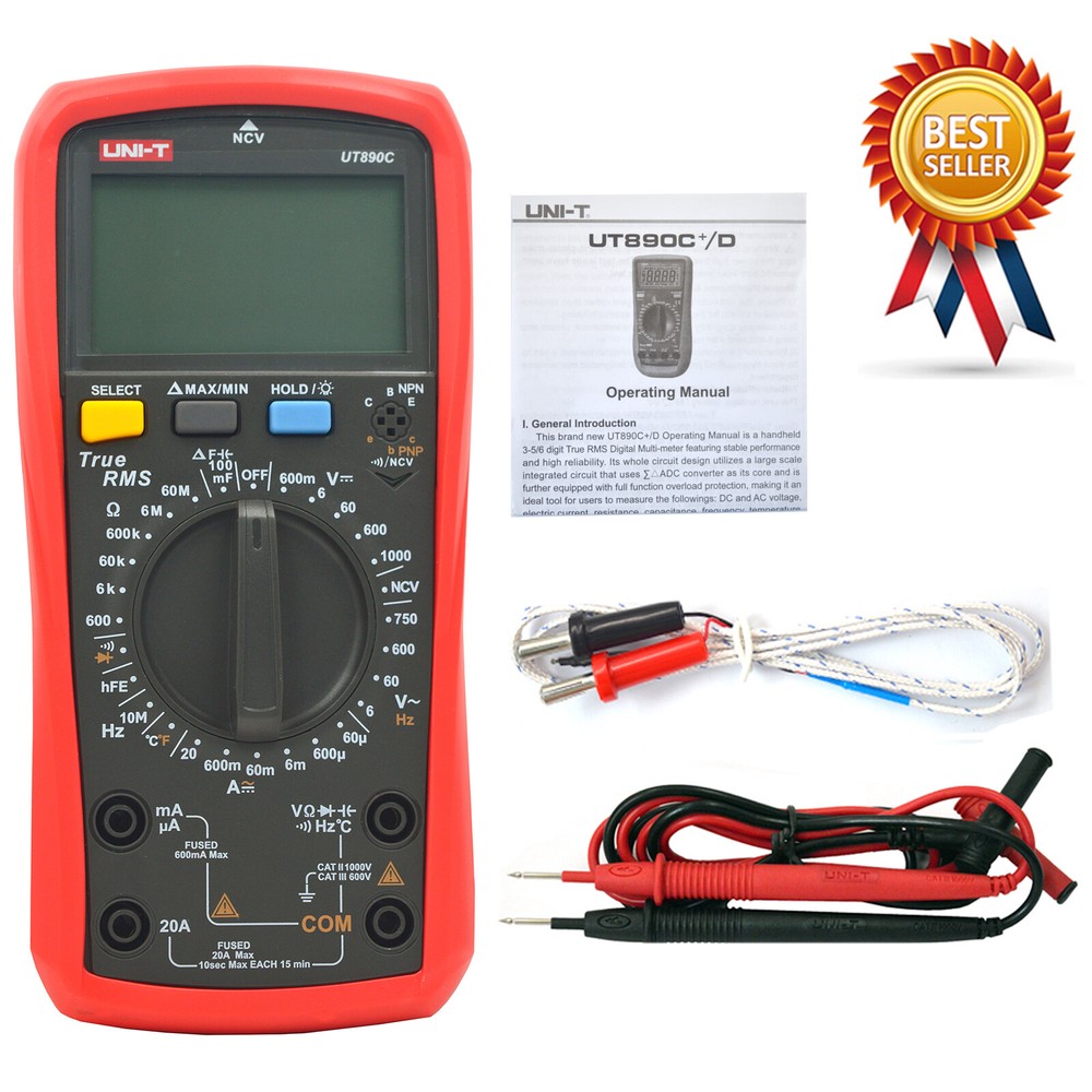 1PC Digital True RMS Handheld Multimeter AC/DC Frequency Teste UT890C/890D+