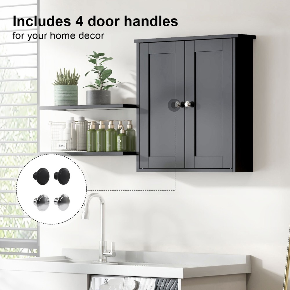 Wall-Mounted Bathroom Storage Shelf & Medicine Cabinet Organizer Black