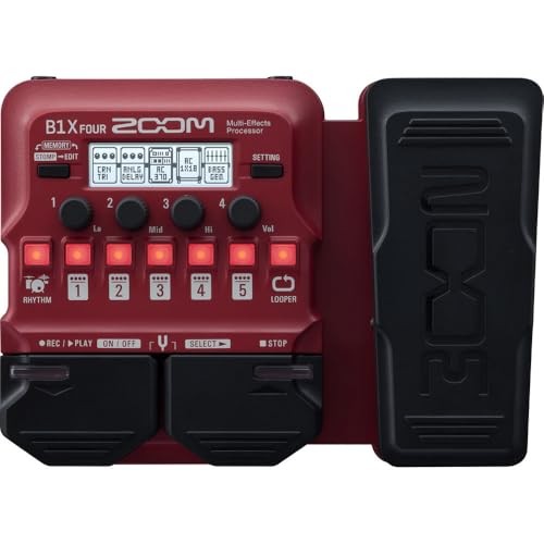 Zoom B1X FOUR Bass Multi-Effects Processor with Expression Pedal, With 70+