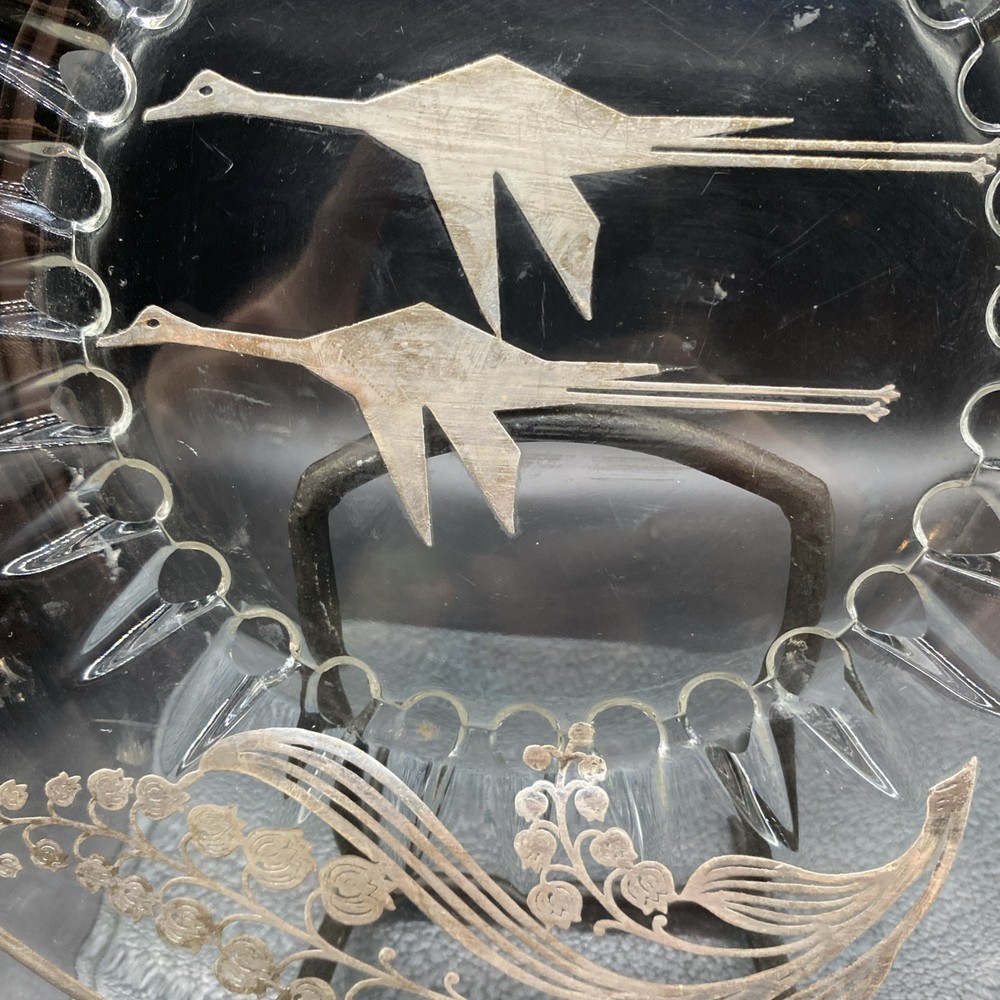 Vintage Sterling Silver Plate Cranes