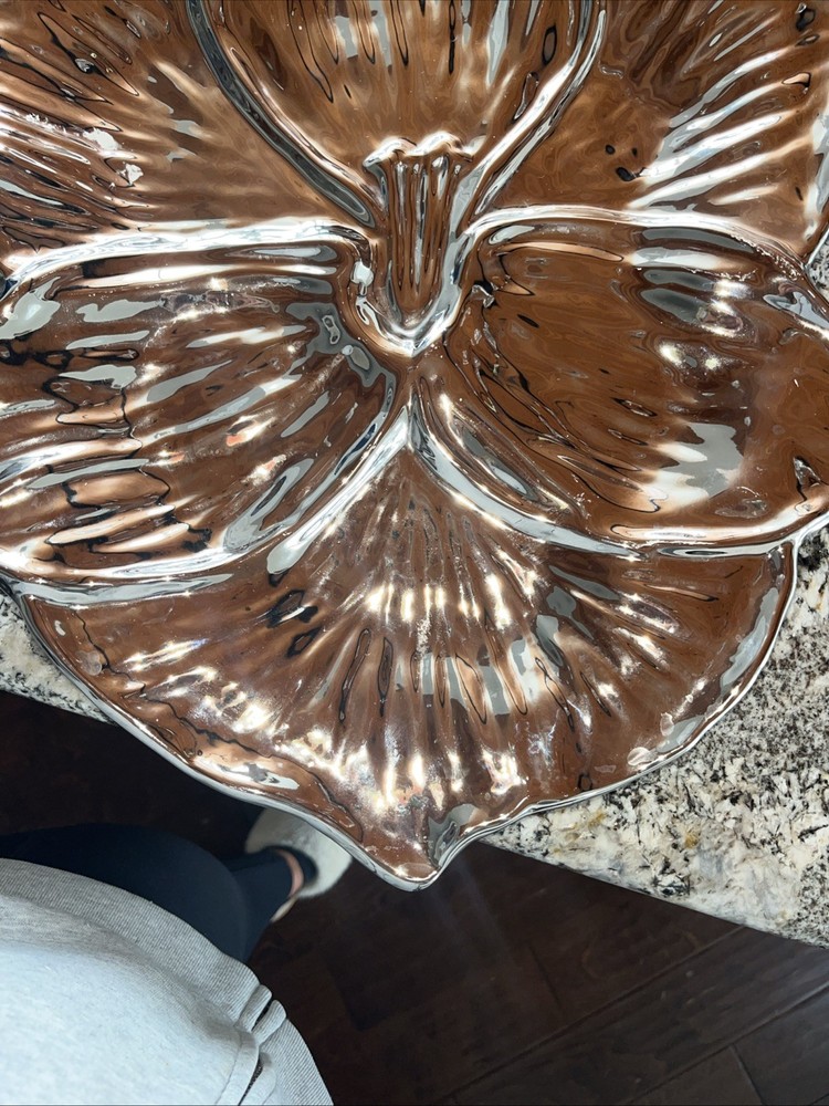 Silver Orchid Plate Large Beautiful