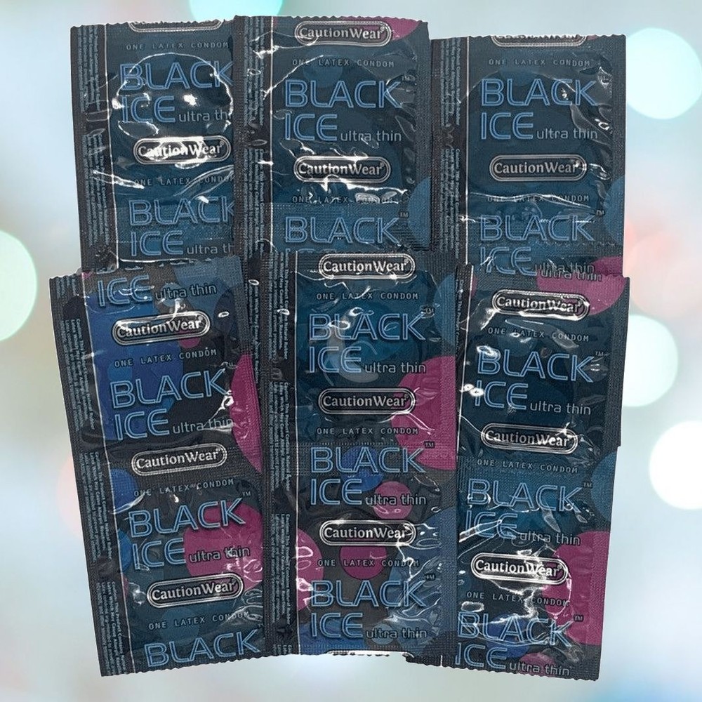Caution Wear Black Ice Condoms | 12-Pack