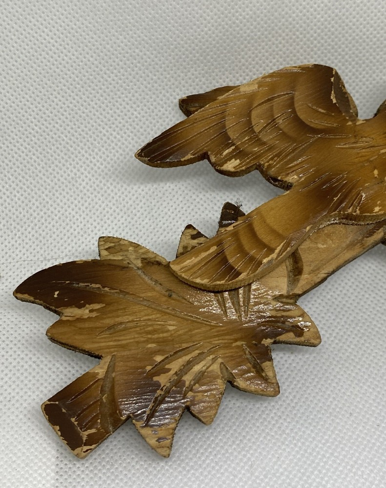 Vintage 7” Black Forest Maple Leaf & Bird Cuckoo Clock Topper Flaking Finish