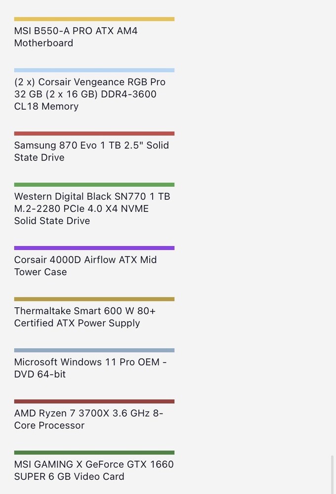 Gaming PC (fully assembled and with some RGB components)