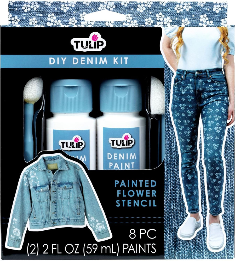 Denim Paint Stencil Kit, Permanent Paints, Beginner Friendly Craft Kit, Includes