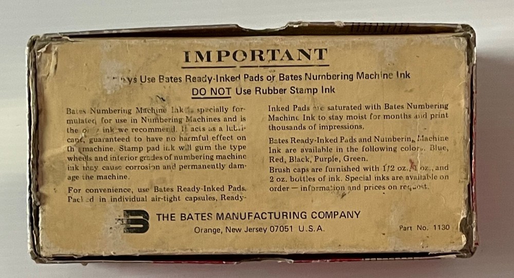 VINTAGE BATES LEVER MOVEMENT NUMBERING MACHINE