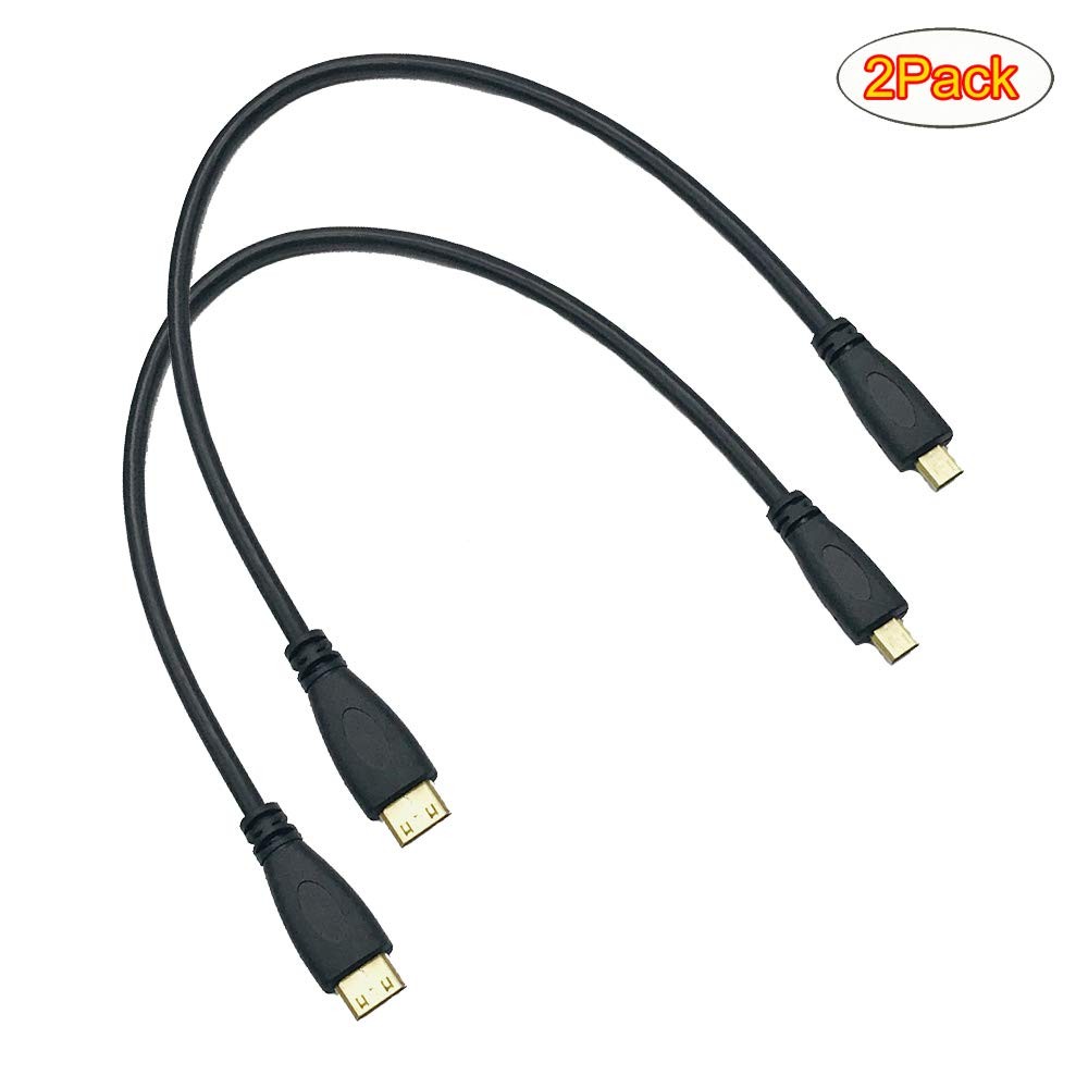 Seadream 2Pack 1Feet Micro HDMI Type D Male to Mini 1FT 2Pack, Black