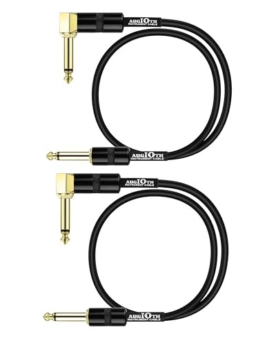 12 Inch Guitar Patch Cable 2 Pack Performance 12in-2Pack Black Straight-Angled