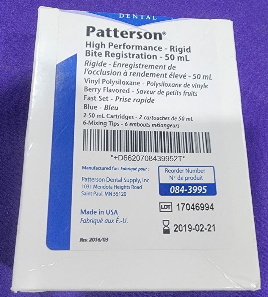 00302 - Patterson Rigid Bite Registration High Performance Fast Set ~NEW