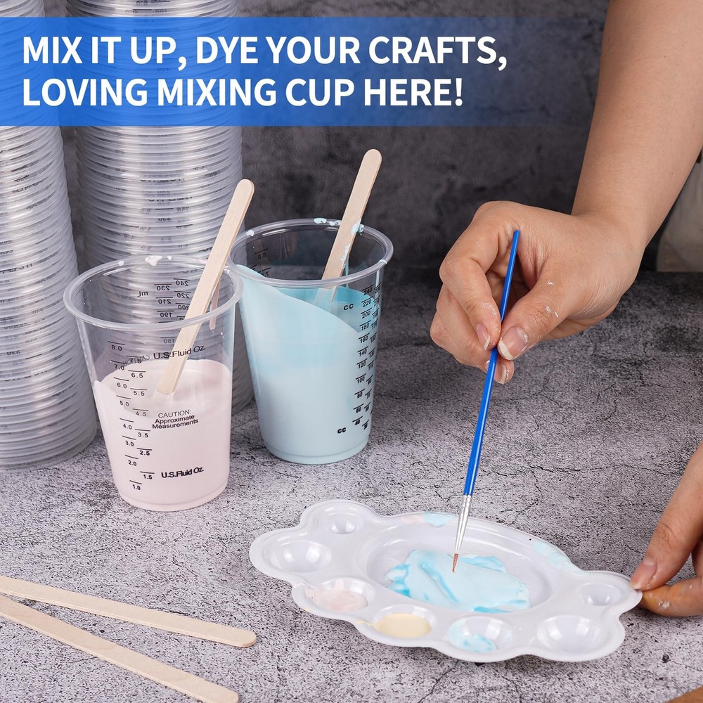 100-Pack Clear Plastic Measuring Cups – Graduated Disposable Mixing Cups for ...
