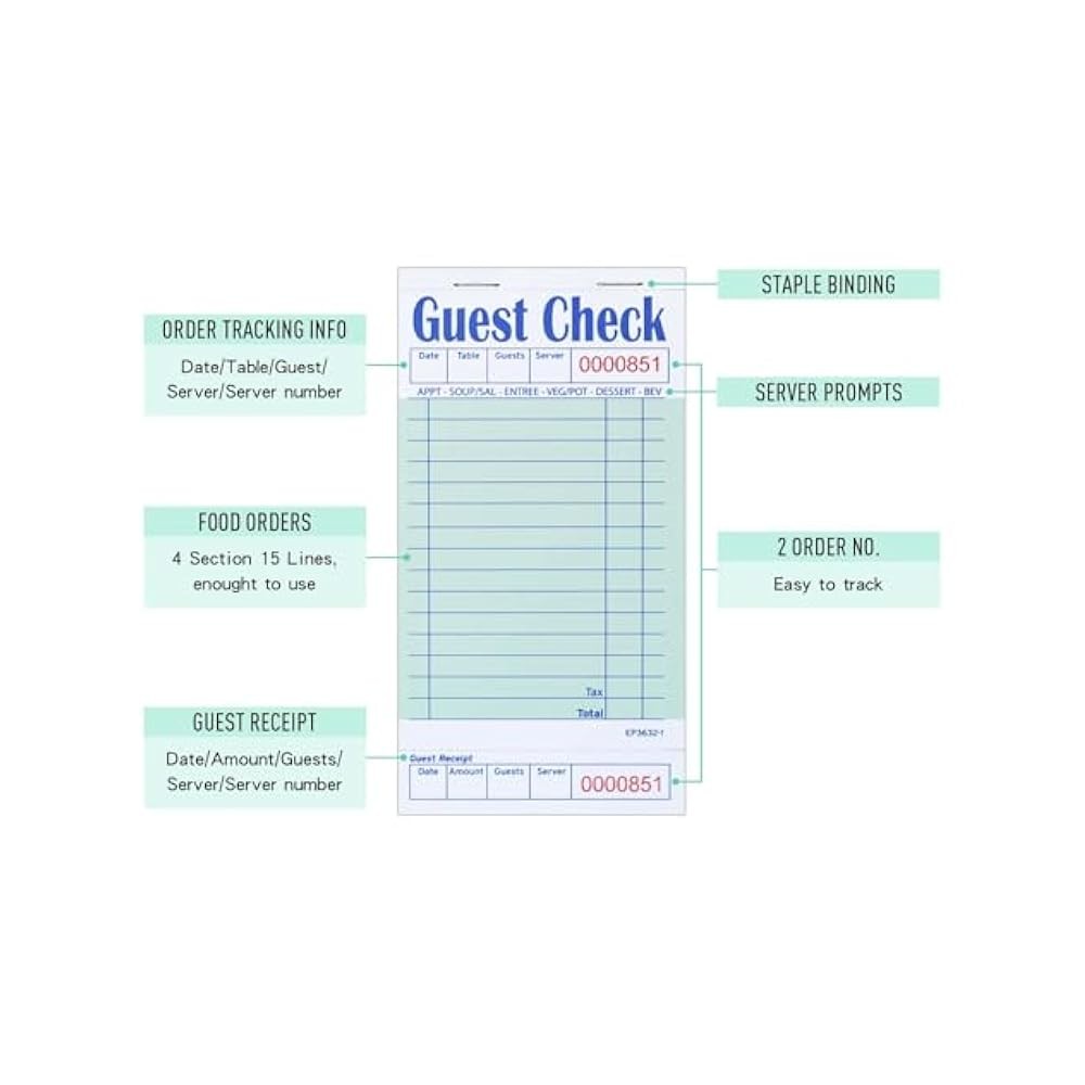 50-Sheet Restaurant Server Order Pads