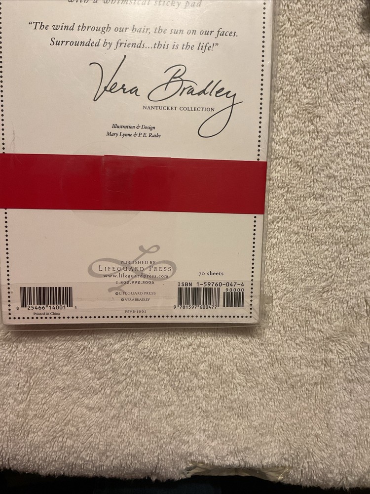 Vera Bradley Nantucket Red Note Pad Set New