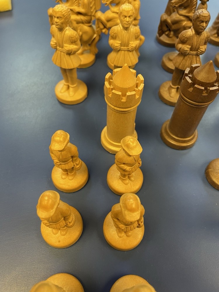 Vintage Germany Chess Set Plastic, Missing One Piece, SEE