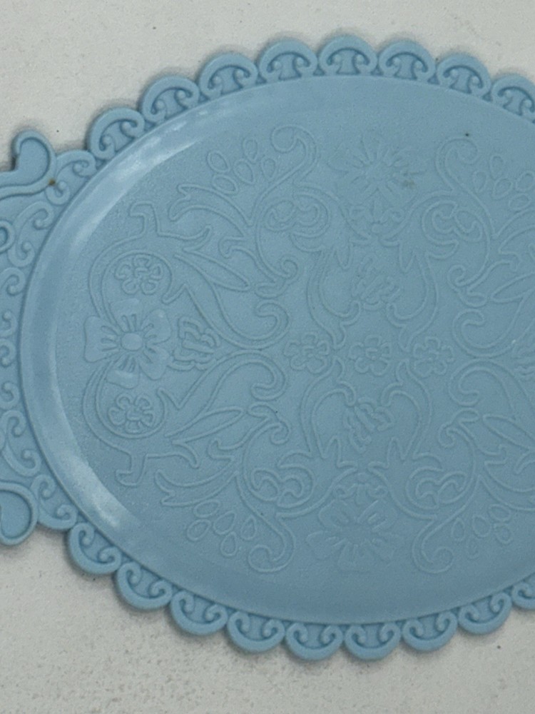 Fancy Floral Blue Handheld Mirror