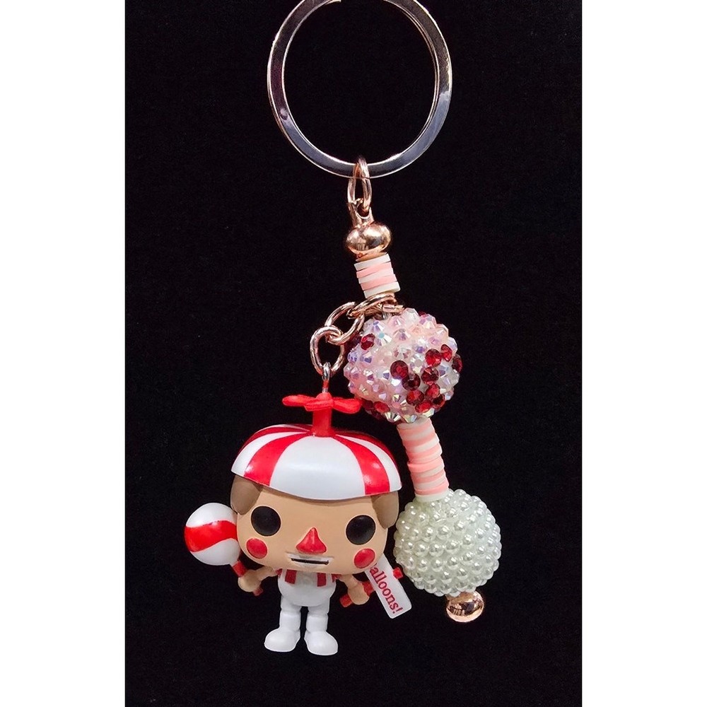 Handmade Beaded Keychain With Reworked Mini Figure | Unique Bag Charm