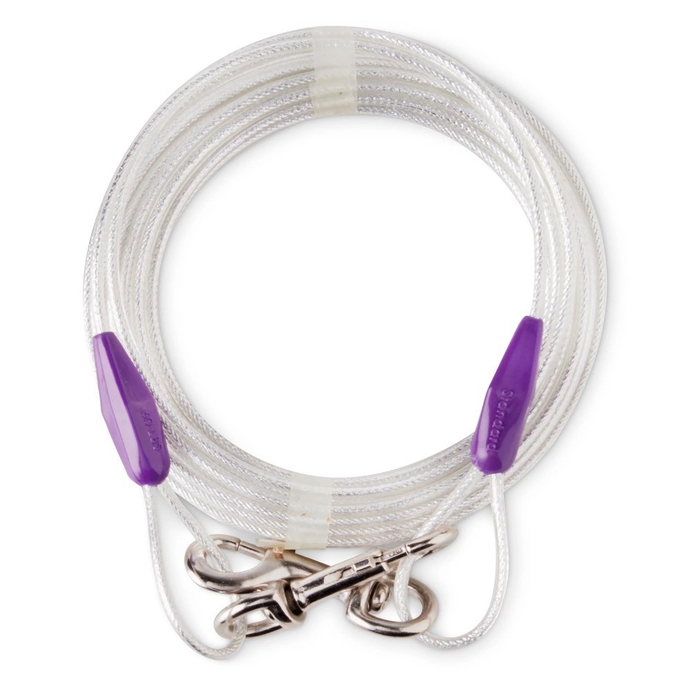 Reflective Vinyl Dog Tie Out Cable Medium 25 Feet 2 Pack