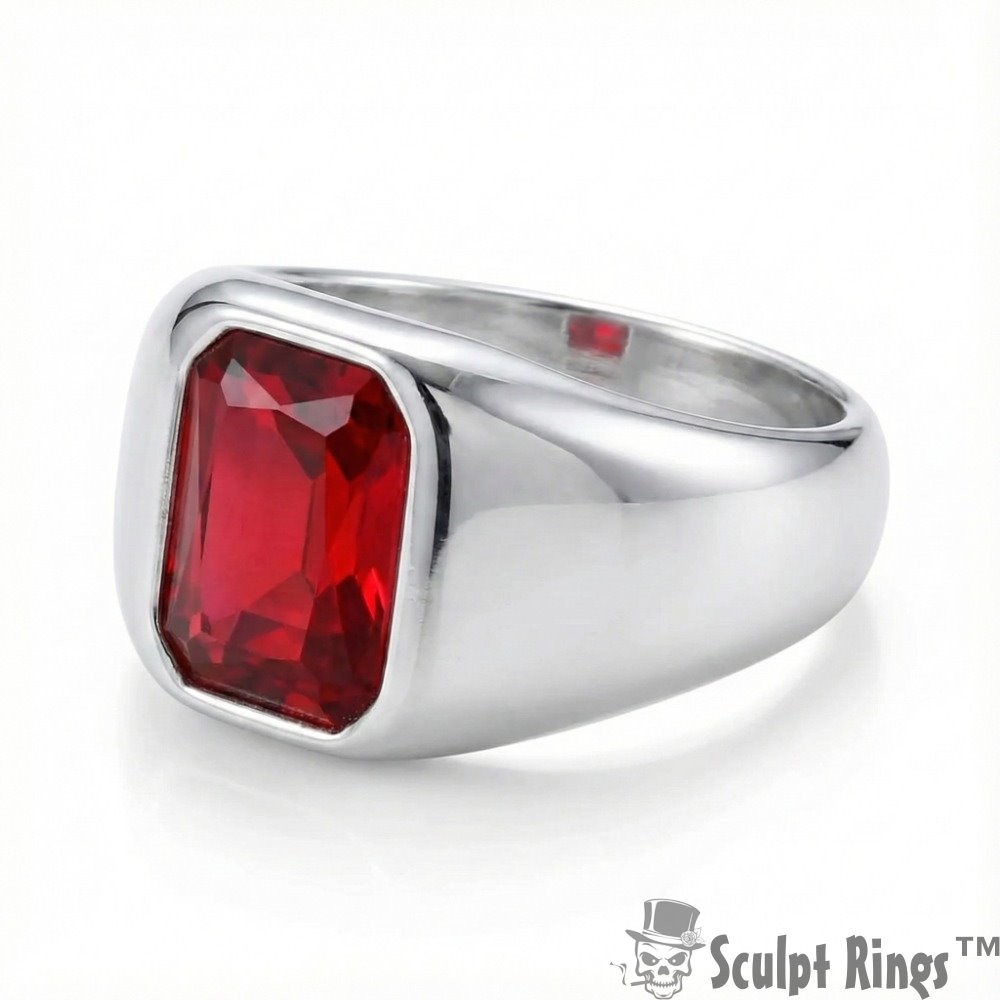 Sculpt Rings™ Zircon Stainless Steel Ring - Bold Rectangular Design