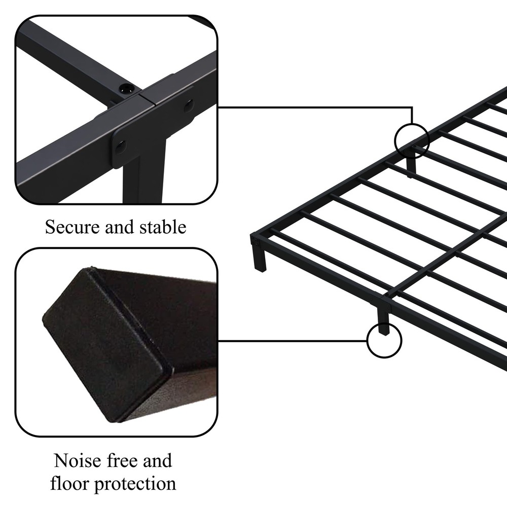 7 Inch Full Bed Frame No Box Spring Need, Low Profile Metal Platform Full Siz...