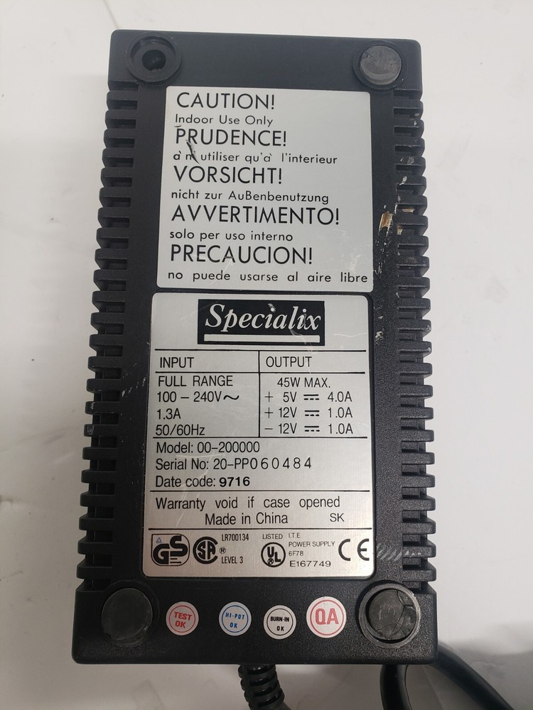 SPECIALIX 00-200000 45 WATT AC ADAPTER
