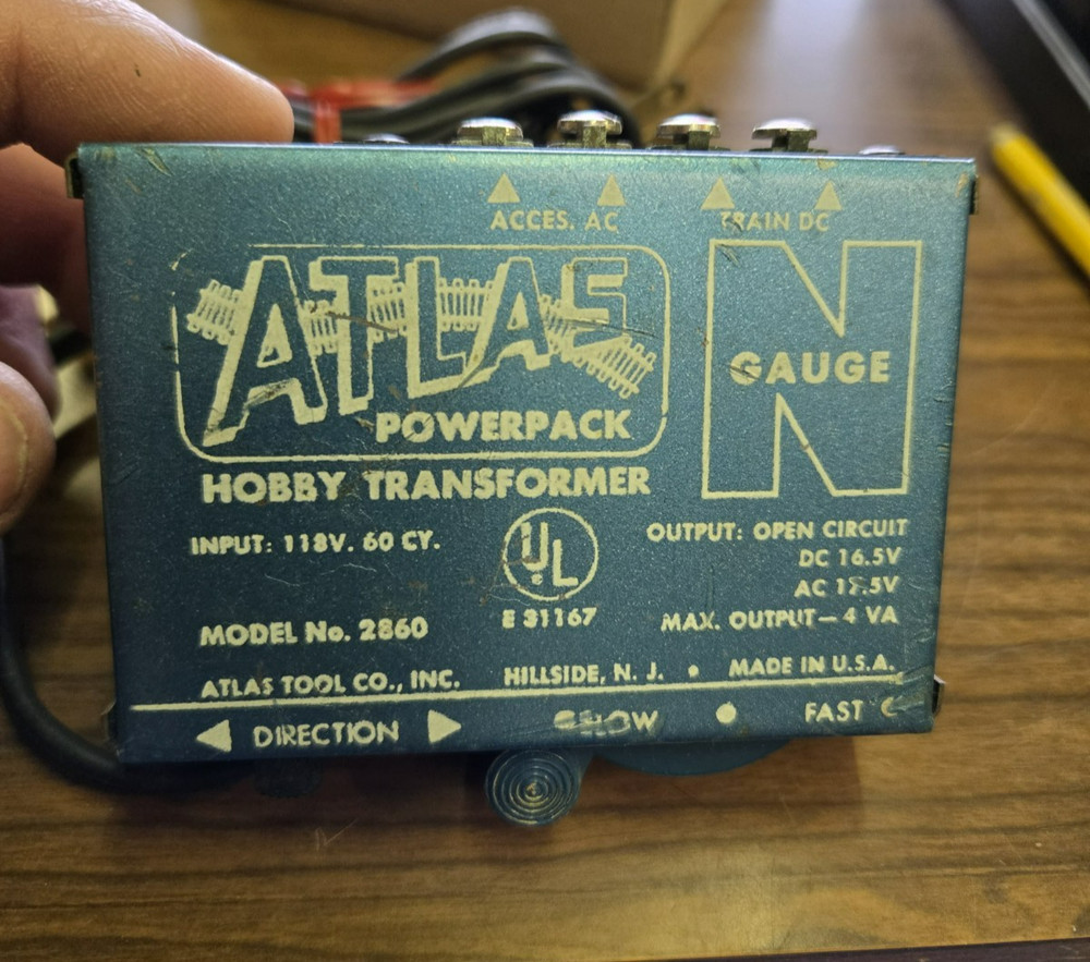 Atlas Powerpack model #2860 N Gauge Hobby Transformer Train Controller Tested