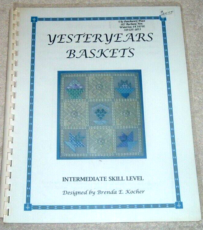 Yesteryears Baskets by Brenda Kocher Needlepoint Pattern Chart Graph Book