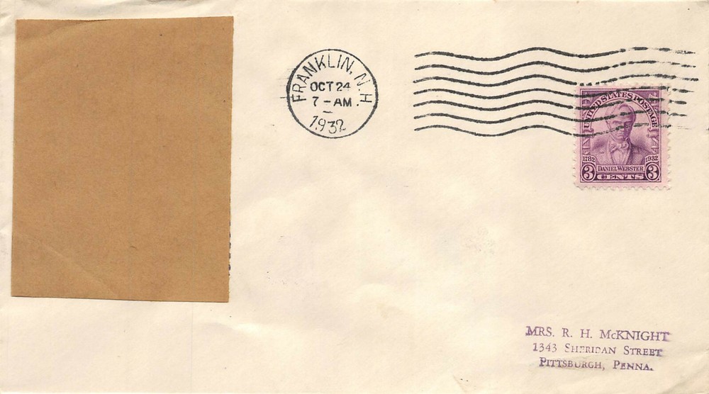 725 3c Daniel Webster Planty #31, Roessler censored cachet [830901]