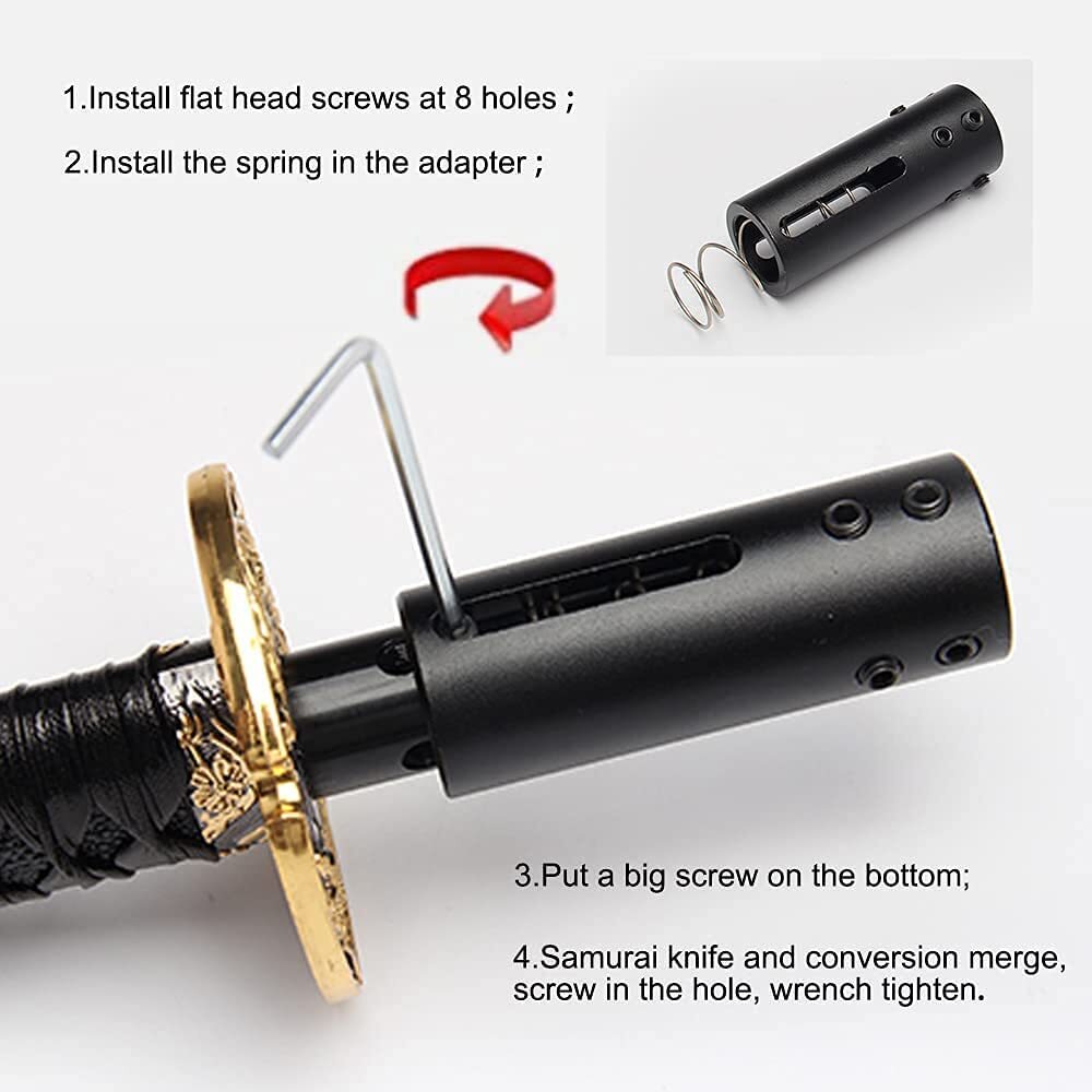 Car Universal 15cm Samurai Sword Gear Shift Knob Shifter Katana +Thread Adapte