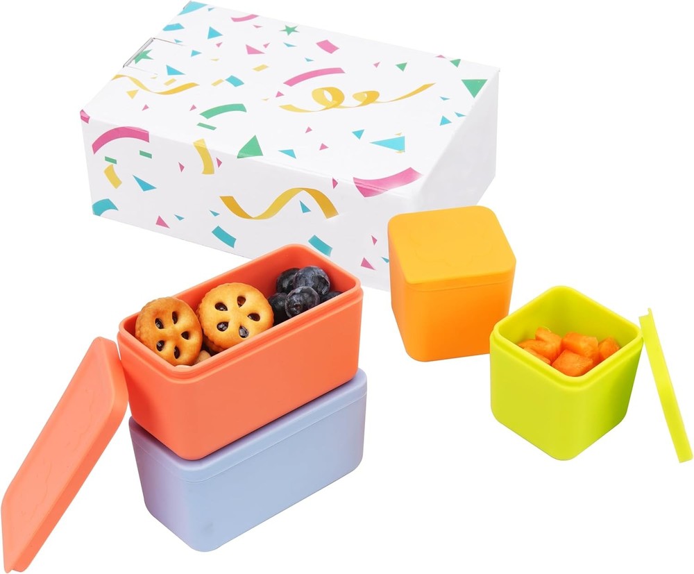 Silicone Dips Containers Compatible with OmieBox, 4 Pack Salad Four Colors