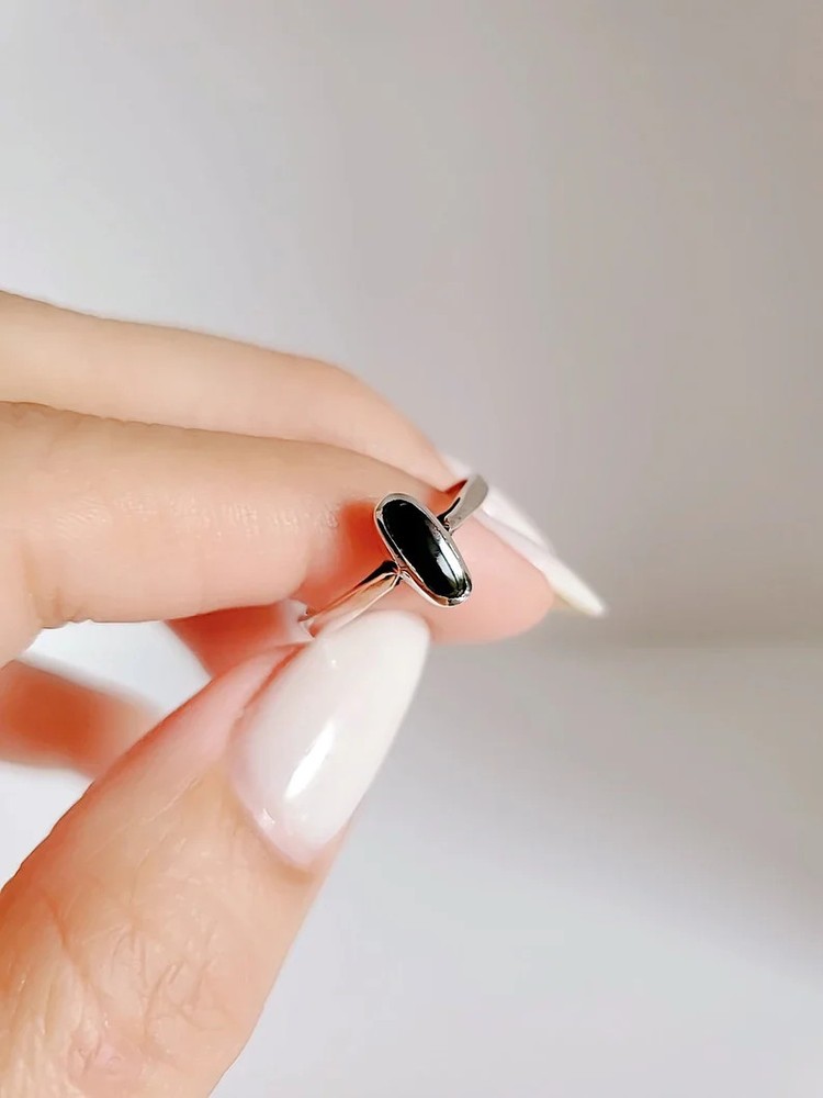 Dainty Onyx Sterling Silver Ring