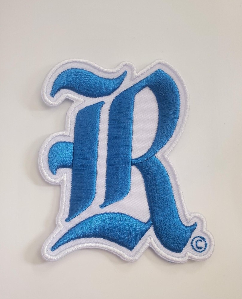 Blue Rice R Patch. Fully Embroidered. Iron On Patch 3"x 2.5"