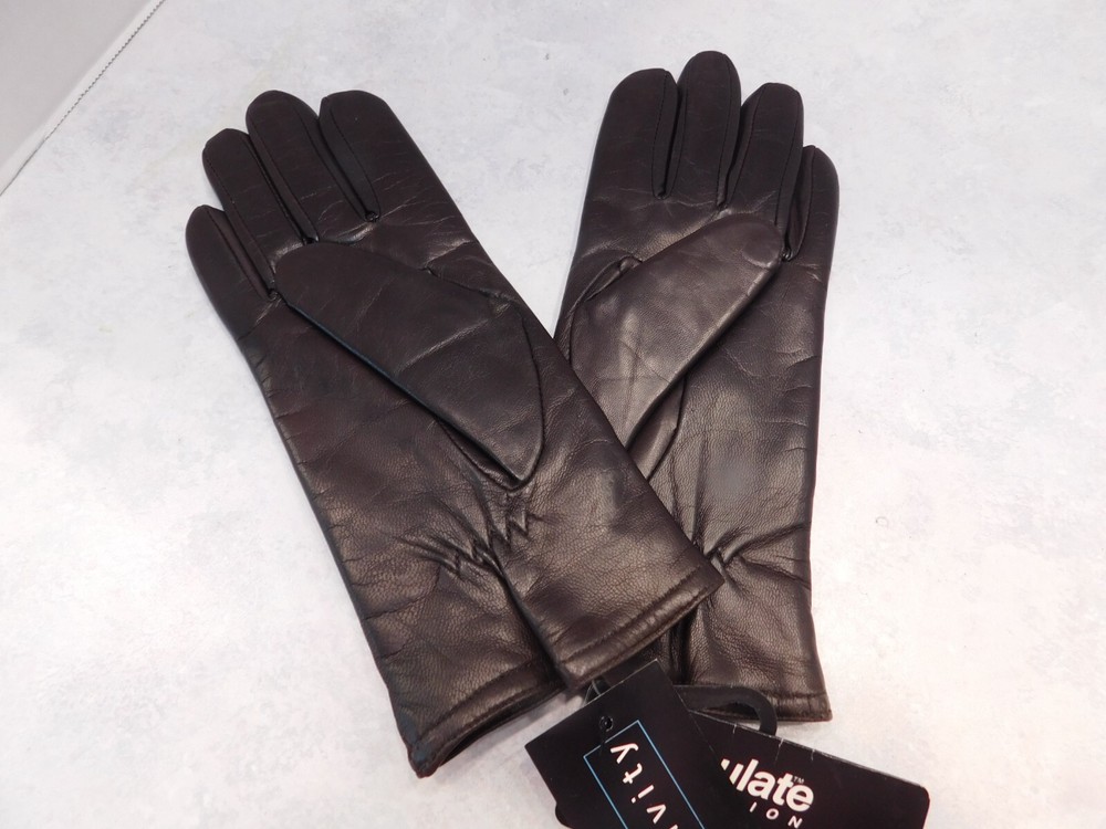 NEW! RELATIVITY LADIES BROWN LEATHER WINTER GLOVES POLYESTER LINING SIZE SMALL