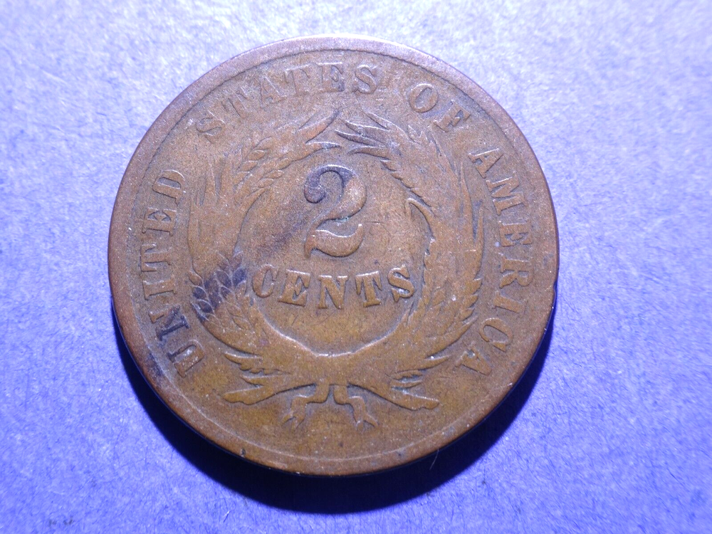 1865 Plain 5 Two Cent Good-