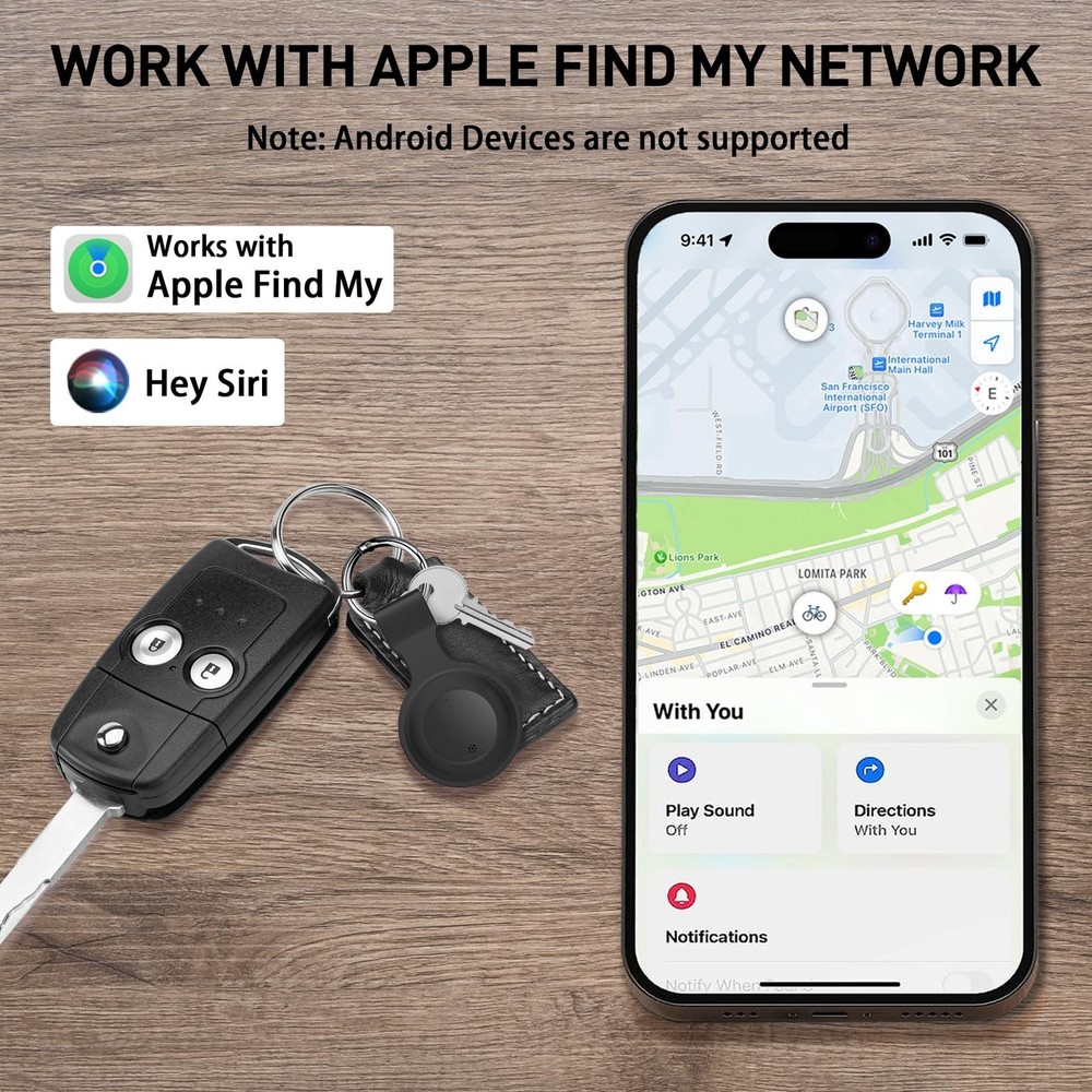 Smart Tracker Tag, Key Finder Bluetooth Luggage Tracker Works with Find My (i...