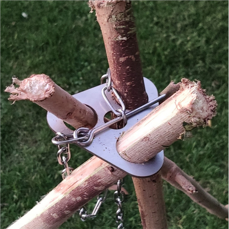 Camping tripod board kit accessory campfire support plate with adjustable chain