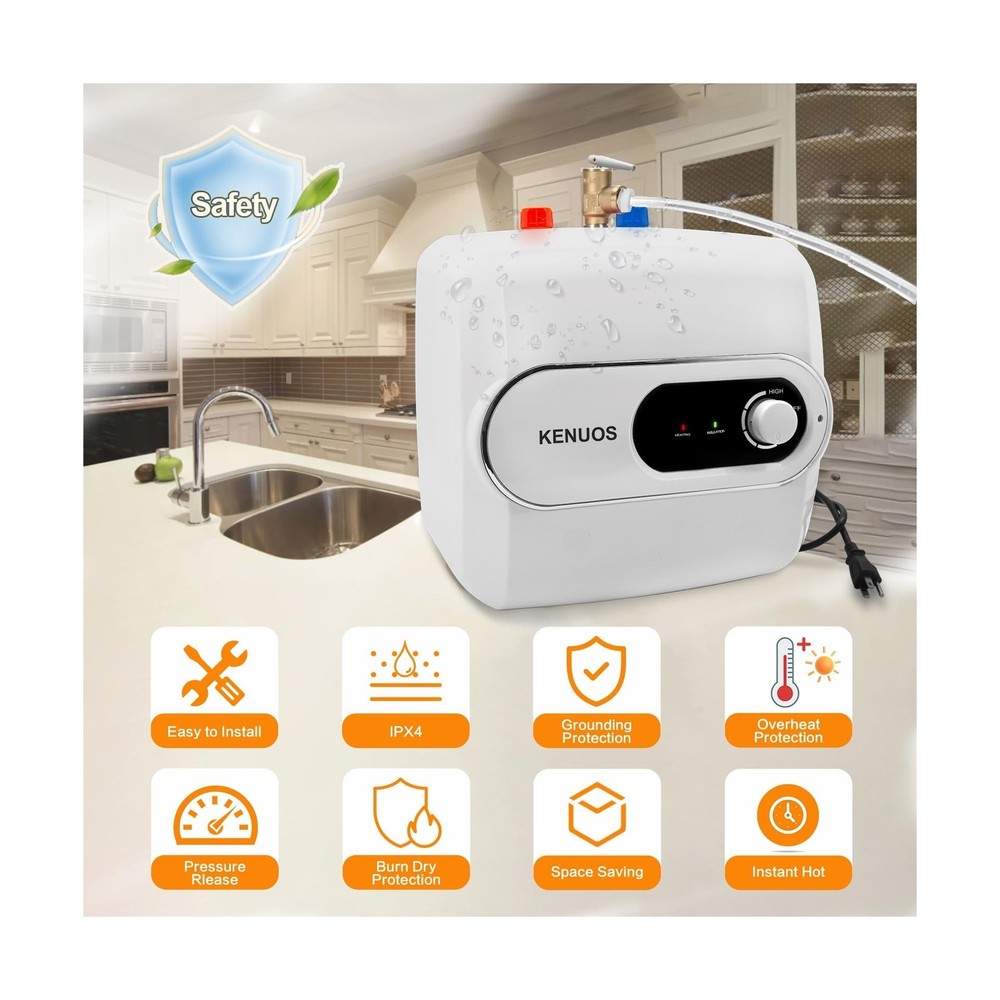 4 Gallon Water Heater Under Sink Instant Hot Water Heaters 1500W 110V 120V Mi...